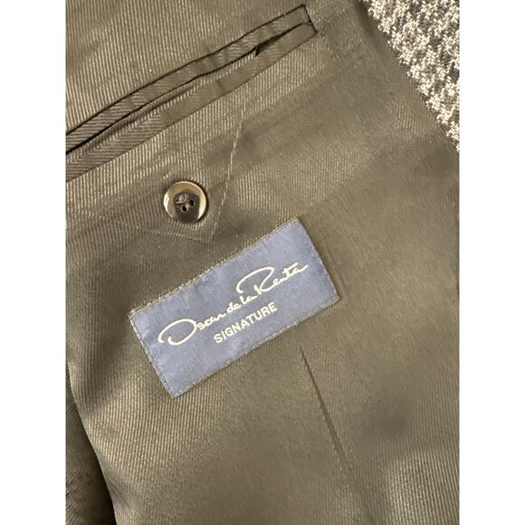 Oscar de la Renta Wool Mens Suit Tweed Gray Single Breasted Blazer Sports Sz 44L - Picture 5 of 6